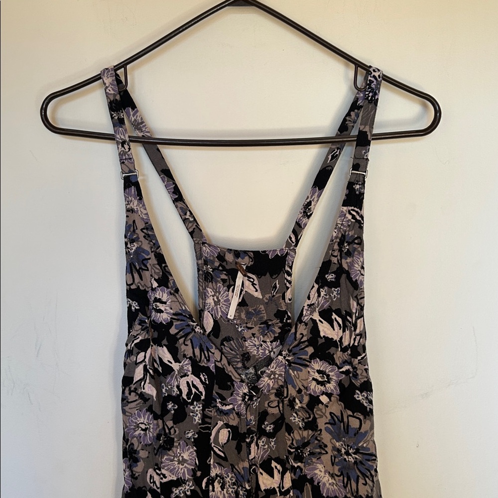 Free People sz 8 Black Combo Jump & Jive Floral Button-Down Mini Dress $108 - Picture 4 of 7